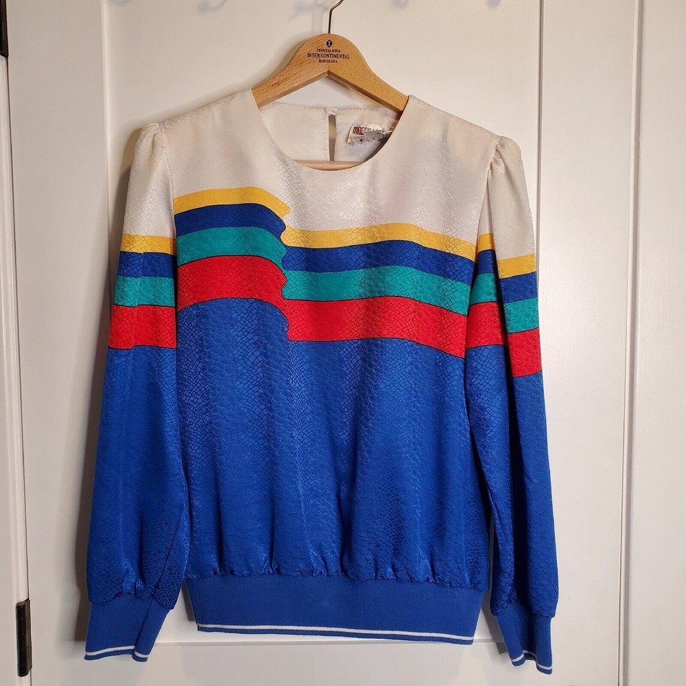 Vintage Maggy London Colorblock Retro Bring It Back Leopard Long Sleeve Top 14